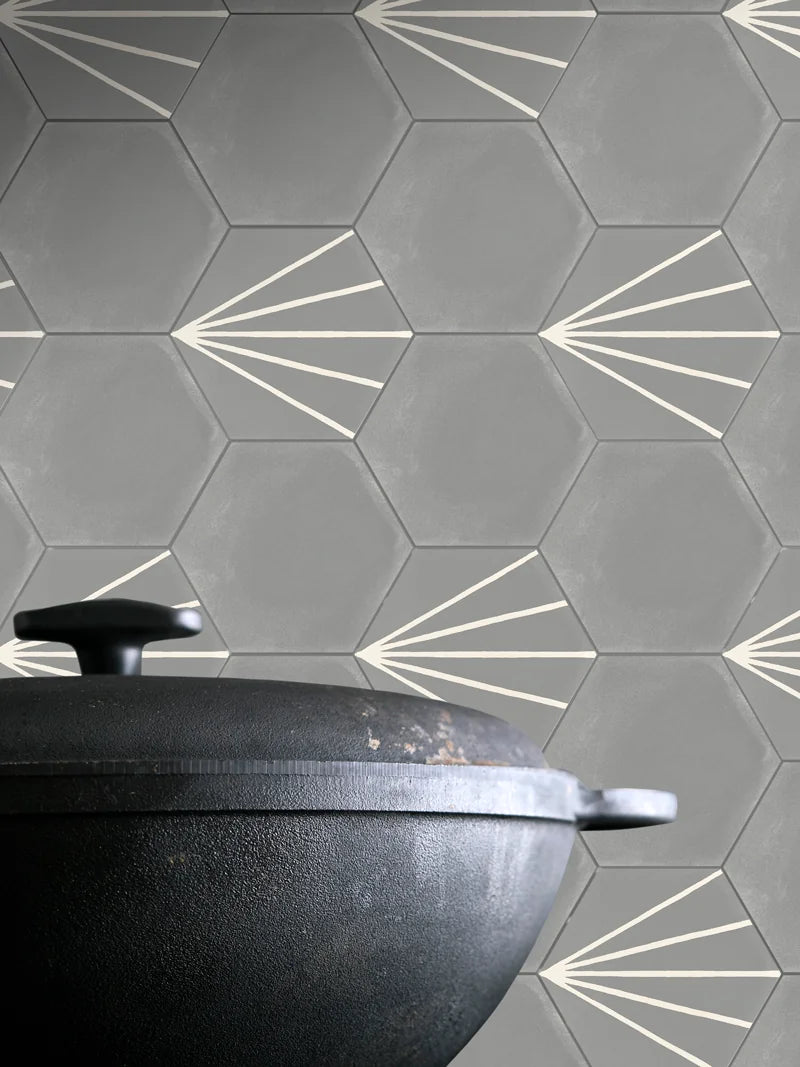 Stratford Hex GreyDeco 7x8 Porcelain Hexagon Tile