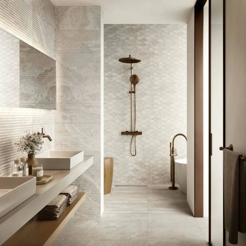 Stream Bone 2.5x5.5 Octagon Porcelain Mosaic Tile
