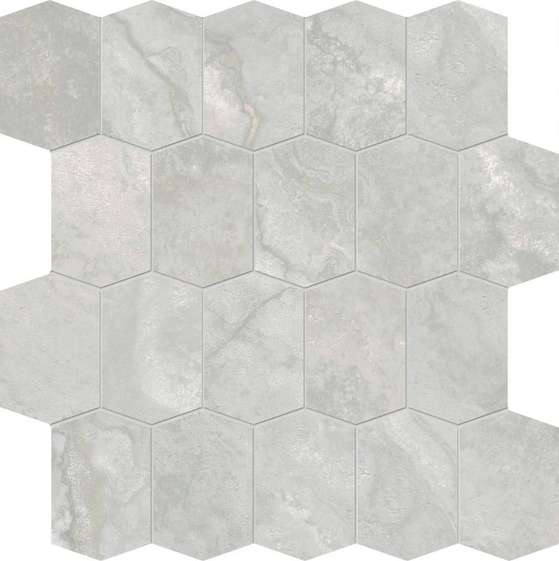 Stream Silver 2.5x3.75 Hex Porcelain Mosaic Tile