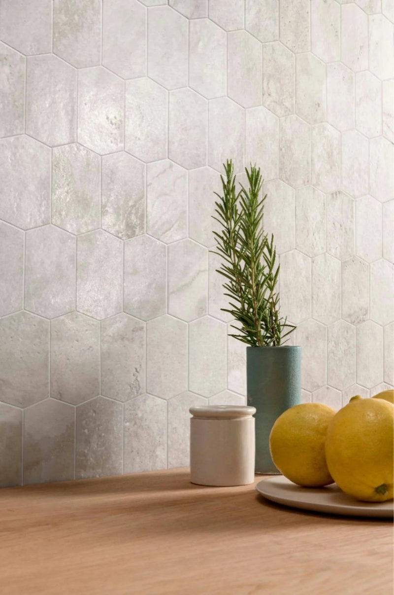 Stream Silver 2.5x3.75 Hex Porcelain Mosaic Tile
