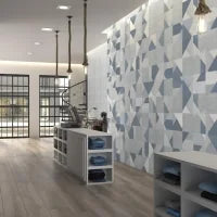 Stripes Mix Denim 9.8x9.8 Matte Ceramic Tile