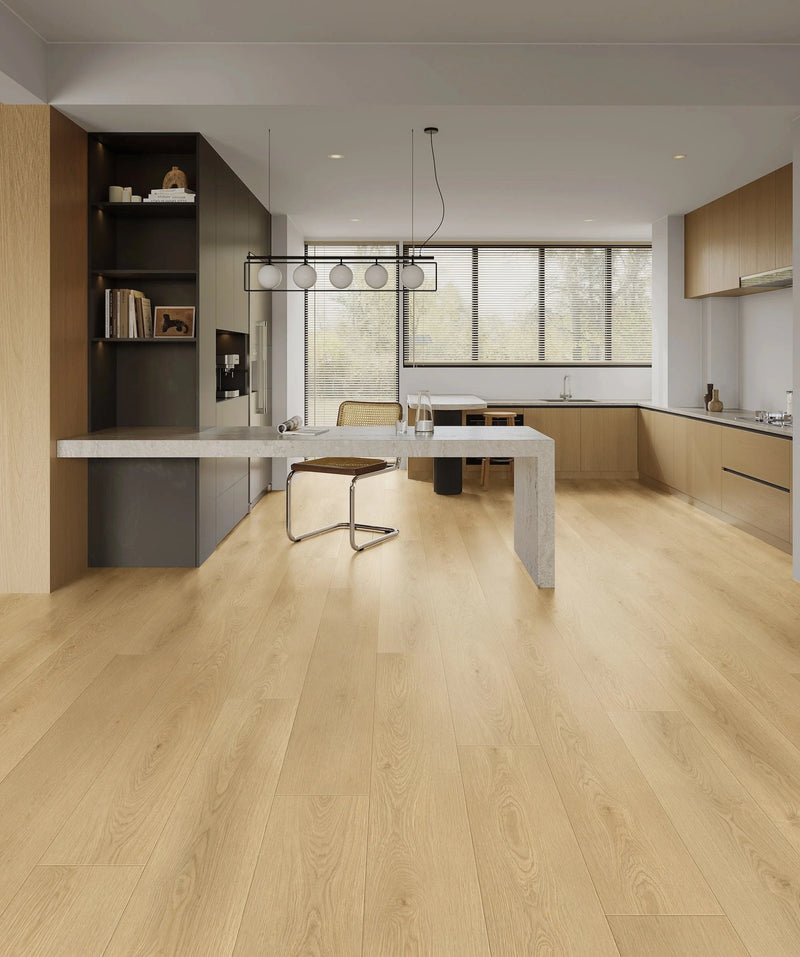 Summa Pacific Beige 9-1/4x60 Embossed Bevel Matte AC5 Waterproof Laminate Flooring