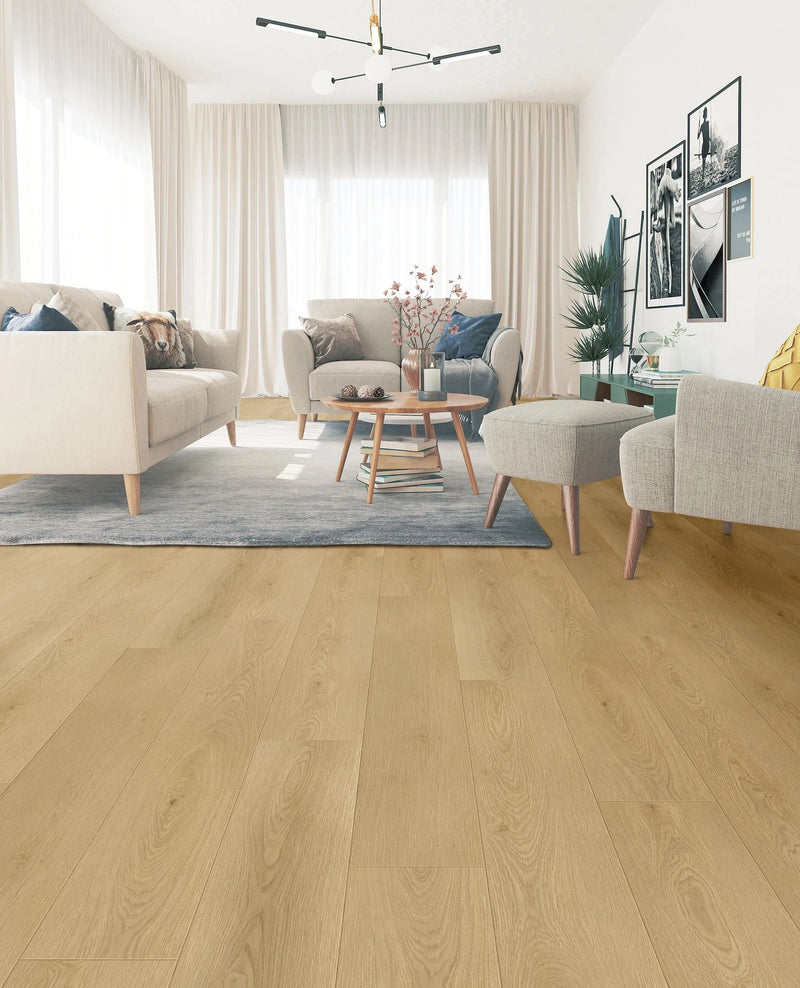 Summa Pacific Beige 9-1/4x60 Embossed Bevel Matte AC5 Waterproof Laminate Flooring