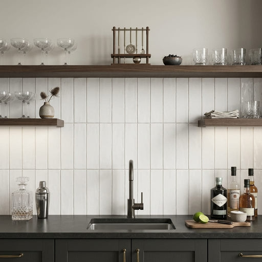 Tabarca Blanco 3x9.1 Matte Ceramic Tile 3x8 — Wet Bar backsplash