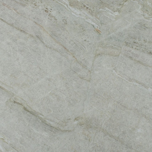 Taj Perla Rocca leathered quartzite slab with soft grey-beige tones and diagonal natural veining.