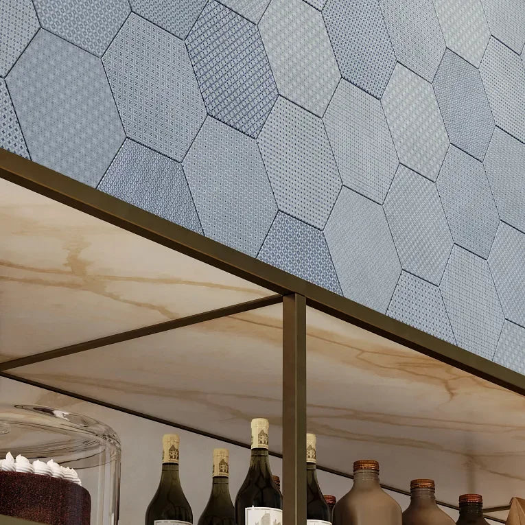 Tapestri Denim Blend 8.5in Hexagon Porcelain Mosaic