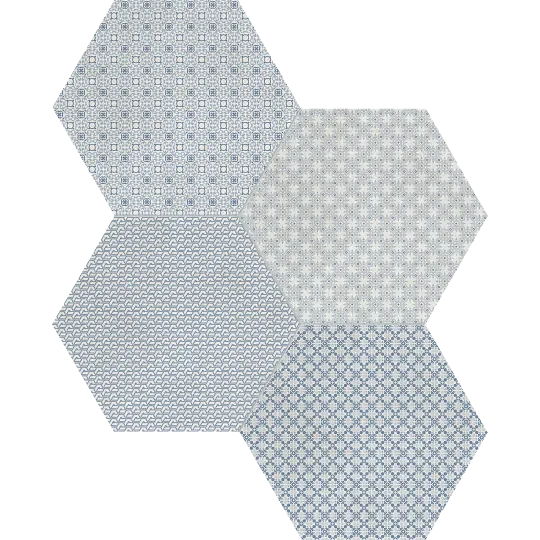 Tapestri Denim Blend 8.5in Hexagon Porcelain Mosaic