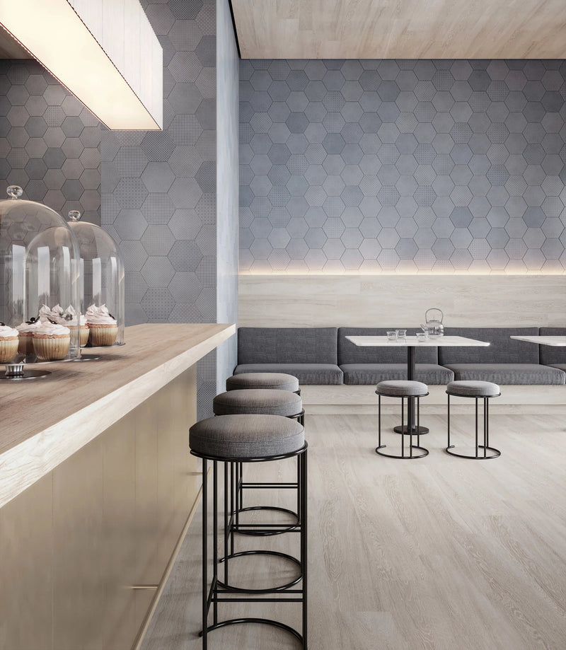 Tapestri Denim Blend 8.5in Hexagon Porcelain Mosaic