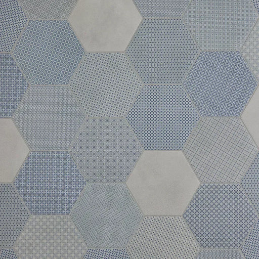 Tapestri Denim Blend 8.5in Hexagon Porcelain Mosaic