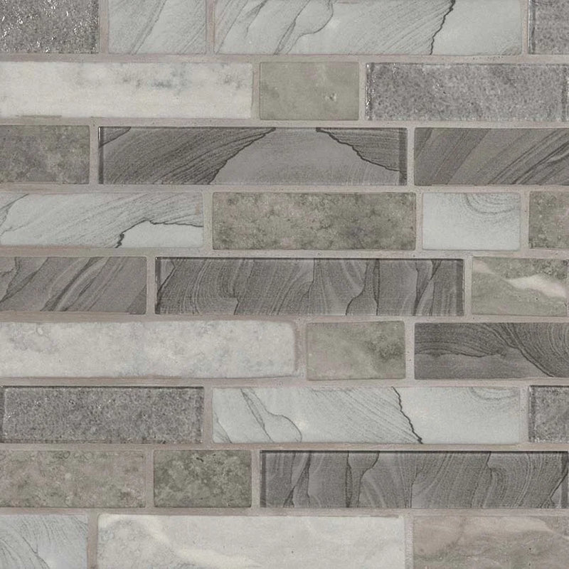 Tarvos Interlocking Pattern Misc. 0.24 Inch Recycles Glass Mosaic Tile