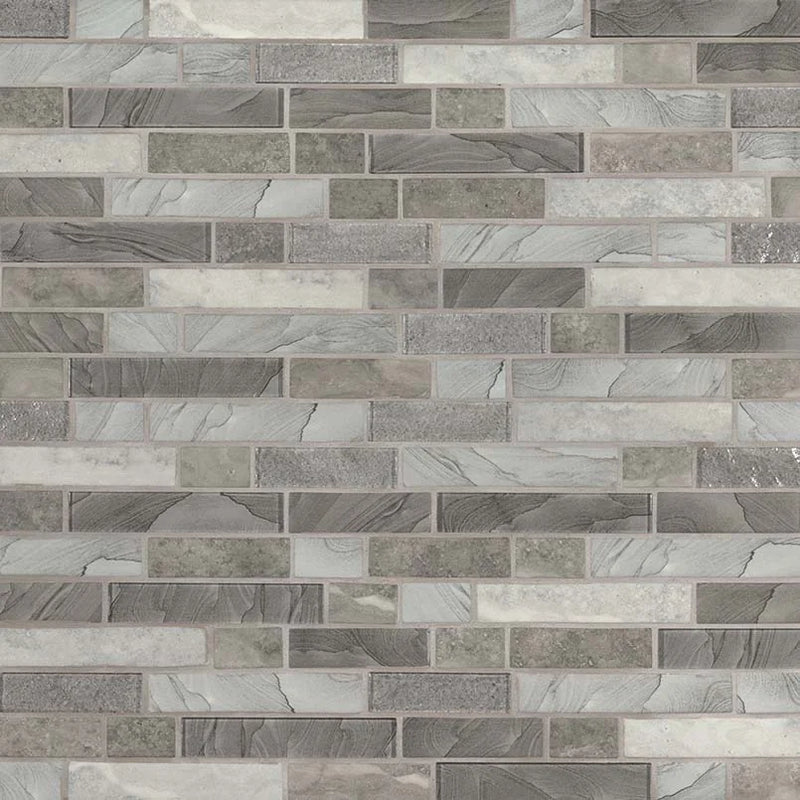 Tarvos Interlocking Pattern Misc. 0.24 Inch Recycles Glass Mosaic Tile