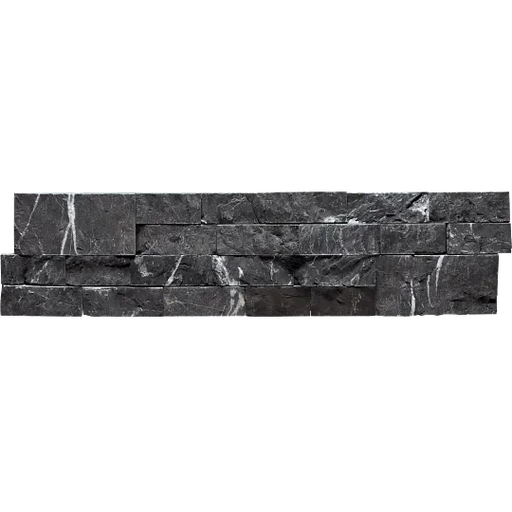 Taurus Black 5-7/8x24 Mesh 3D Split Marble Ledger Stone