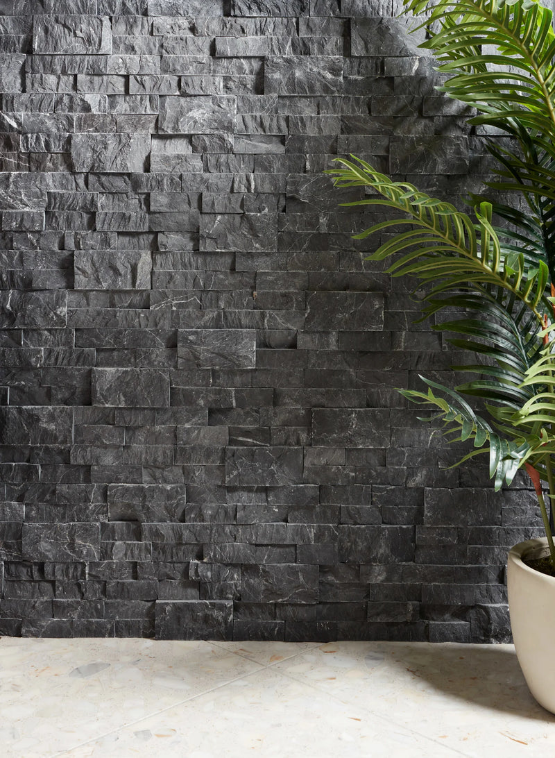 Taurus Black 5-7/8x24 Mesh 3D Split Marble Ledger Stone