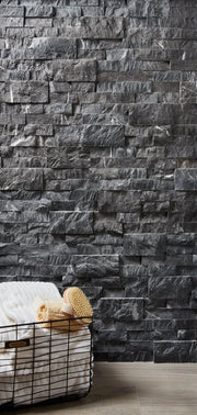 Taurus Black 5-7/8x24 Mesh 3D Split Marble Ledger Stone