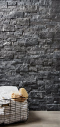 Silver/Secil 5-7/8x24 Mesh Split 3D Stack Quartzite Ledger Stone