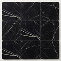 Taurus Black Marble Tile 12x12 Tumbled close-up