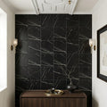 Taurus Black Marble Tile 12x12 Tumbled — Hallway floor