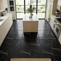 Taurus Black Marble Tile 12x12 Tumbled — Kitchen floor
