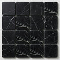 Taurus Black Marble Tile 6x6 Tumbled close-up