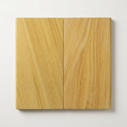 Teak Wood Sandstone Coping 12x24 Sandblasted Bullnose 1.25 inch close-up