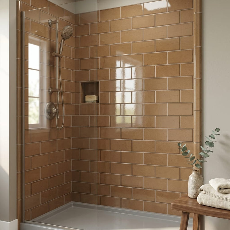 Tegel Terra Bg 3x6 Ceramic Wall Tile — Bathroom shower wall edge
