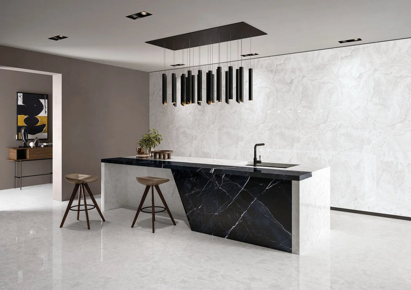 Tele Di Marmo Revolution Calacatta Black 24x48 Polished Porcelain Tile