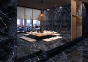 Tele Di Marmo Revolution Calacatta Black 24x48 Matte Marble Look Porcelain Tile