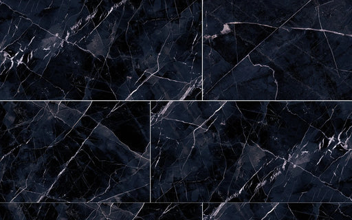 Tele Di Marmo Revolution Calacatta Black 24x48 Polished Porcelain Tile