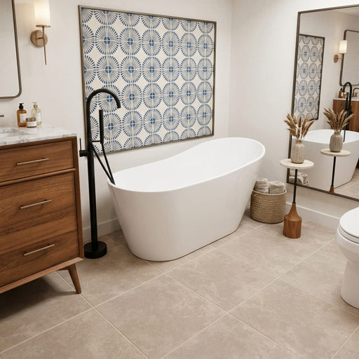Tempest Beige Matte 13x13 Ceramic Tile 12 — Bathroom floor