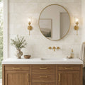 Terra Nova 12x24 Honed Marble Tile — Bathroom vanity wall