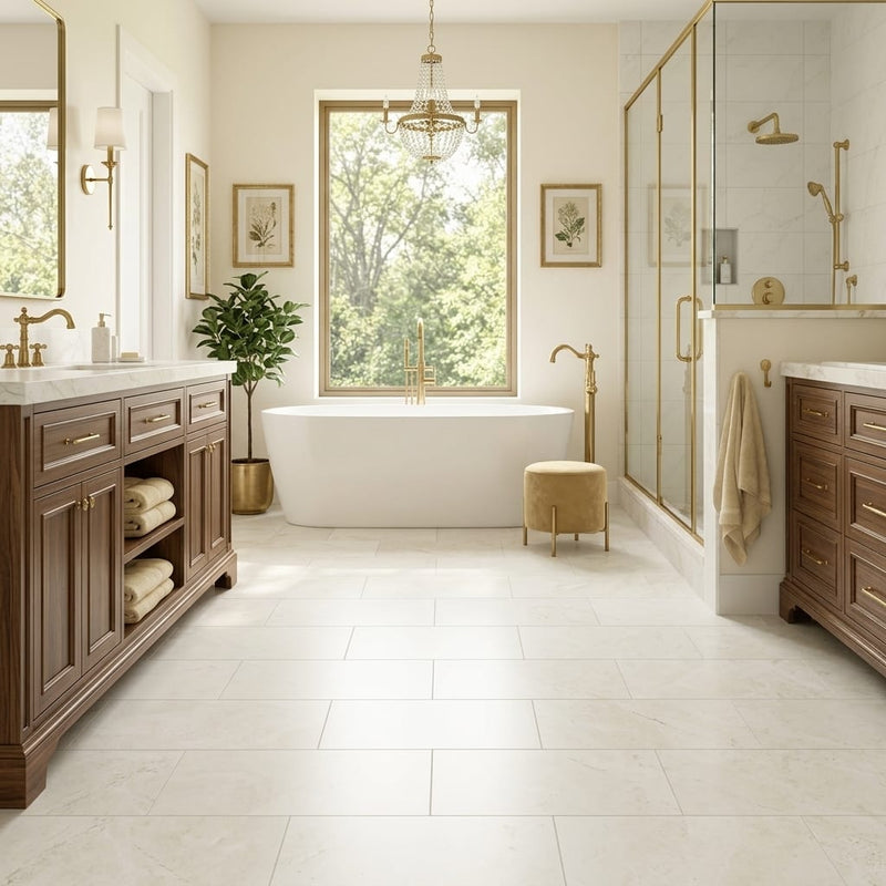 Terra Nova 12x24 Honed Marble Tile — Primary Bath floor