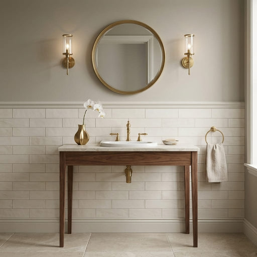 Terra Nova 4x16 Honed Marble Tile — Powder Room wainscot