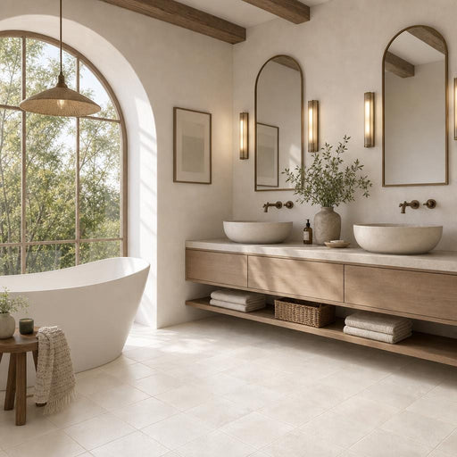 Terracota Blanco 7.9x7.9 Matte Terracota Tile 8x8 — Bathroom floor