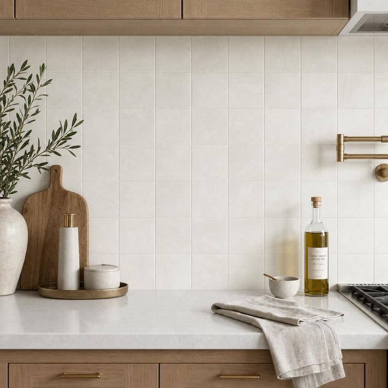 Terracota Blanco 7.9x7.9 Matte Terracota Tile 8x8 — Kitchen backsplash