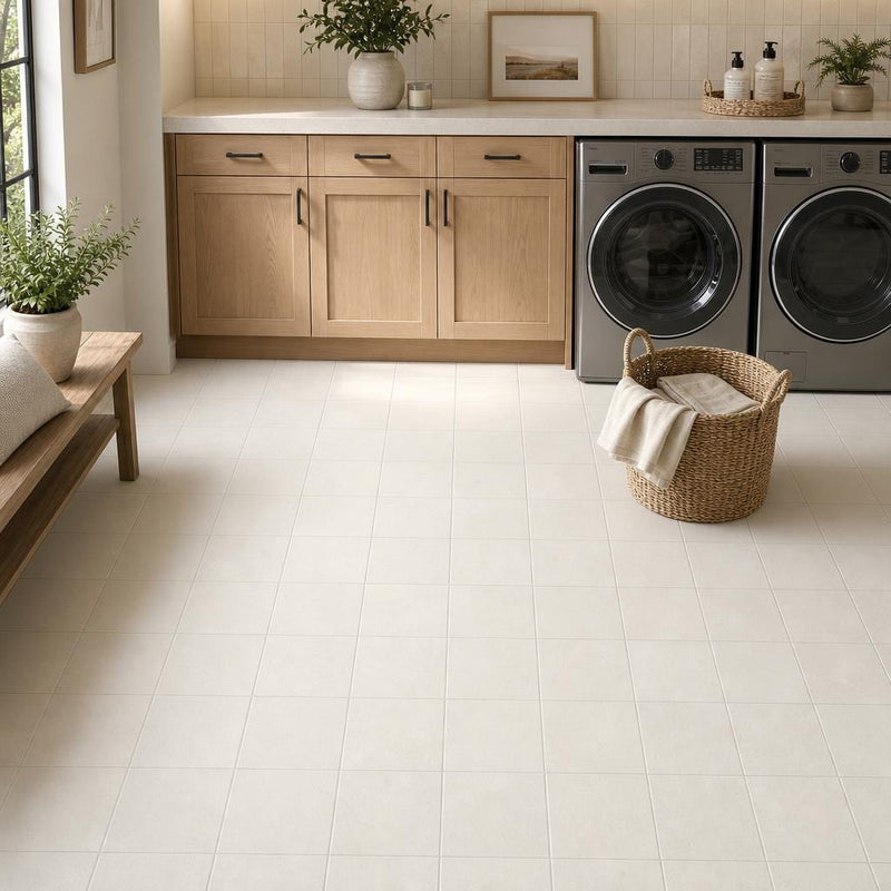 Terracota Blanco 7.9x7.9 Matte Terracota Tile 8x8 — Laundry Room floor