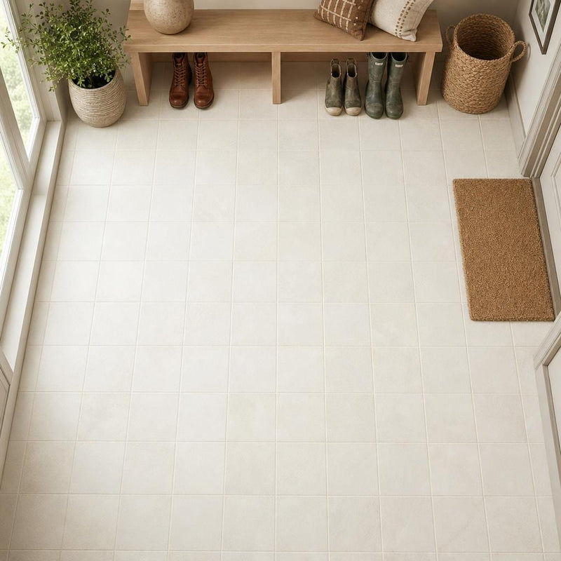 Terracota Blanco 7.9x7.9 Matte Terracota Tile 8x8 — Mudroom floor