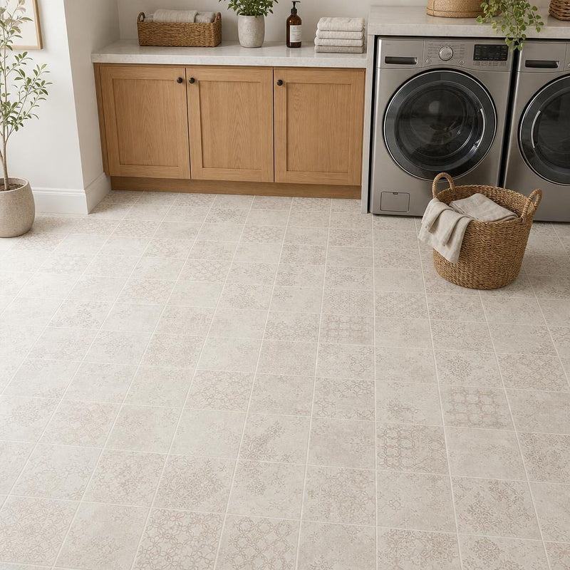 Terracota Blanco Decor 7.9x7.9 Matte Terracota Tile 8x8 — Laundry Room floor