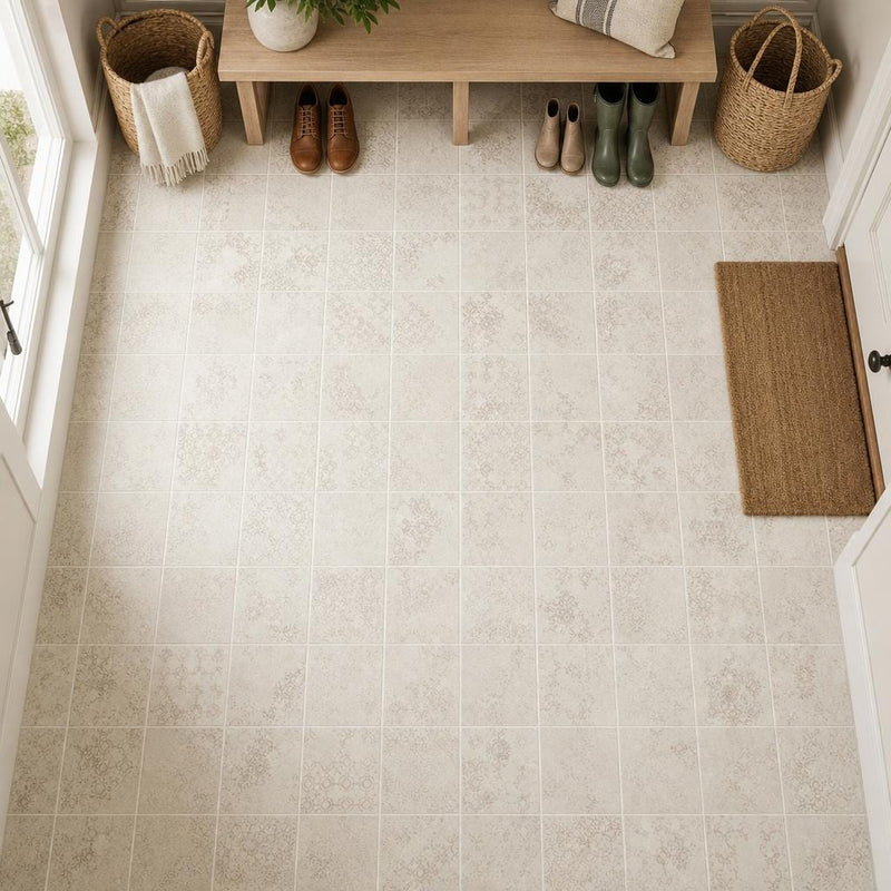 Terracota Blanco Decor 7.9x7.9 Matte Terracota Tile 8x8 — Mudroom floor
