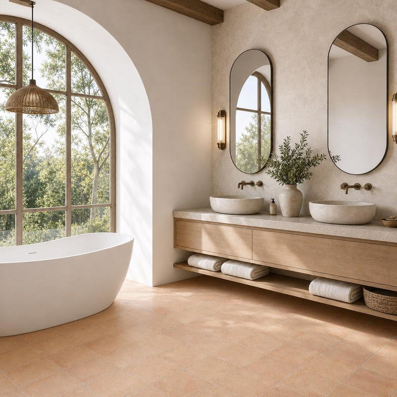 Terracota Cotto 7.9x7.9 Matte Terracota Tile 8x8 — Bathroom floor