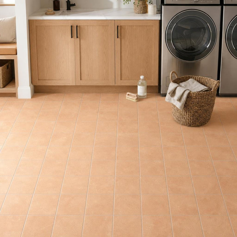 Terracota Cotto 7.9x7.9 Matte Terracota Tile 8x8 — Laundry Room floor