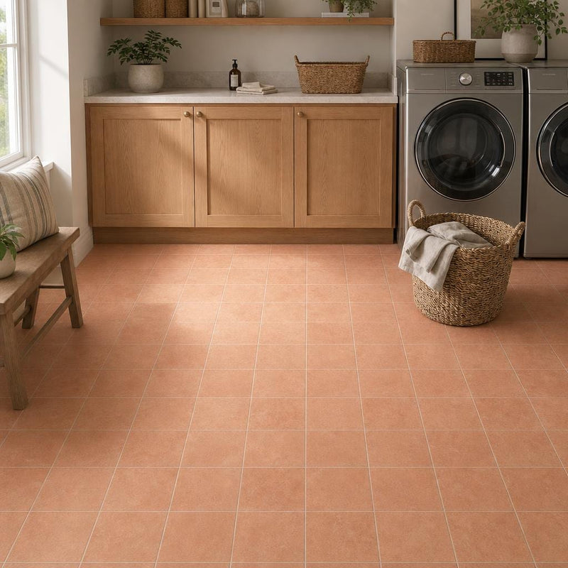 Terracota Cotto Decor 7.9x7.9 Matte Terracota Tile 8x8 — Laundry Room floor