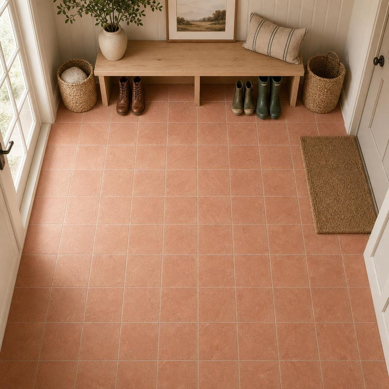 Terracota Cotto Decor 7.9x7.9 Matte Terracota Tile 8x8 — Mudroom floor