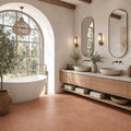Terracota Teja 7.9x7.9 Natural Terracota Tile 8x8 — Bathroom floor