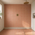 Terracota Teja 7.9x7.9 Natural Terracota Tile 8x8 — Bathroom shower floor