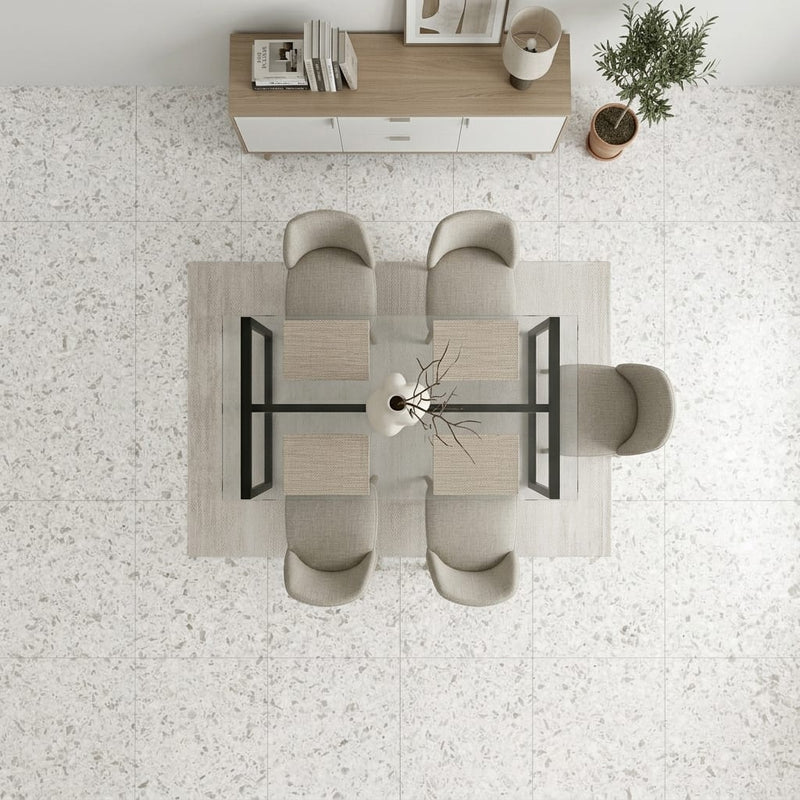 Terrazzo White 24x24 Porcelain Tile — Dining Room floor