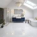 Thassos CLASSIC White Polished 12x12 Marble Tile — Bathroom floor