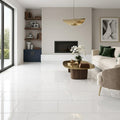 Thassos CLASSIC White Polished 12x24 Marble Tile — Living Room floor