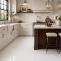 Thassos White 12x24 Polished Natural Marble Tile — Kitchen floor