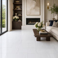 Thassos White 12x24 Polished Natural Marble Tile — Living Room floor