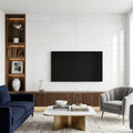 Thassos White 12x24x3/8 Polished Marble Tile — Living Room feature wall